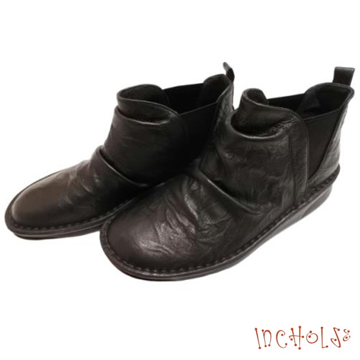 インコルジェ 8522 ブラック サイドゴアショートブーツ 送料無料 INCHOLJE レディースシューズ ブーツ 幅広ワイズ3E 本革 革靴 レザーシューズ BLACK 黒色 幅広
