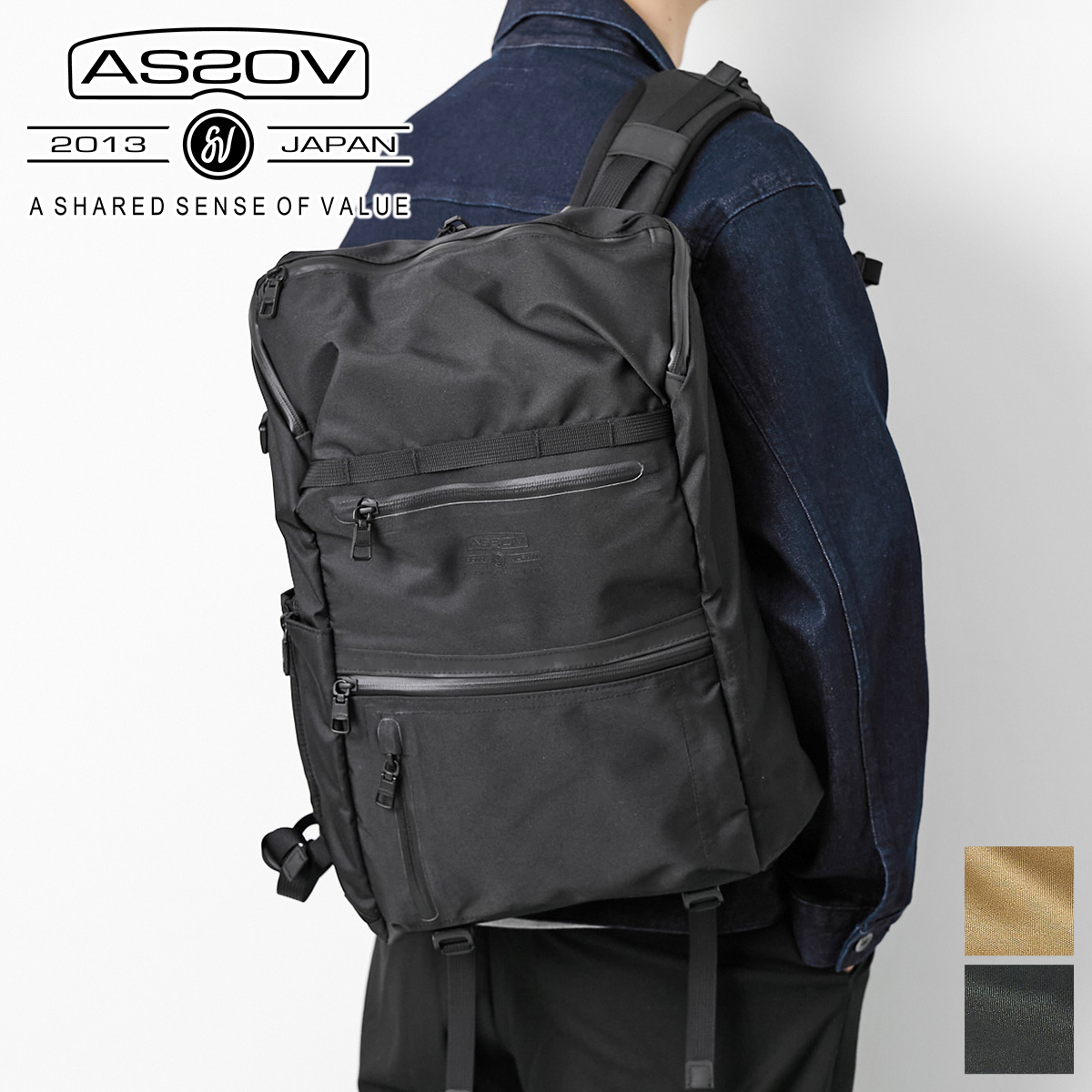 アッソブ Wプレゼント付 AS2OV アッソブ 3LAYER CORDURA 305D ウォータープルーフコーデュラ 305D ラウンドジップ バックパック 141612