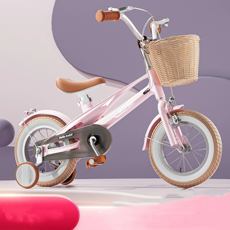 子供用自転車 水色 バスケット付き　女の子 子供用自転車 12 14 インチの自転車 女の子および青少年向け 3