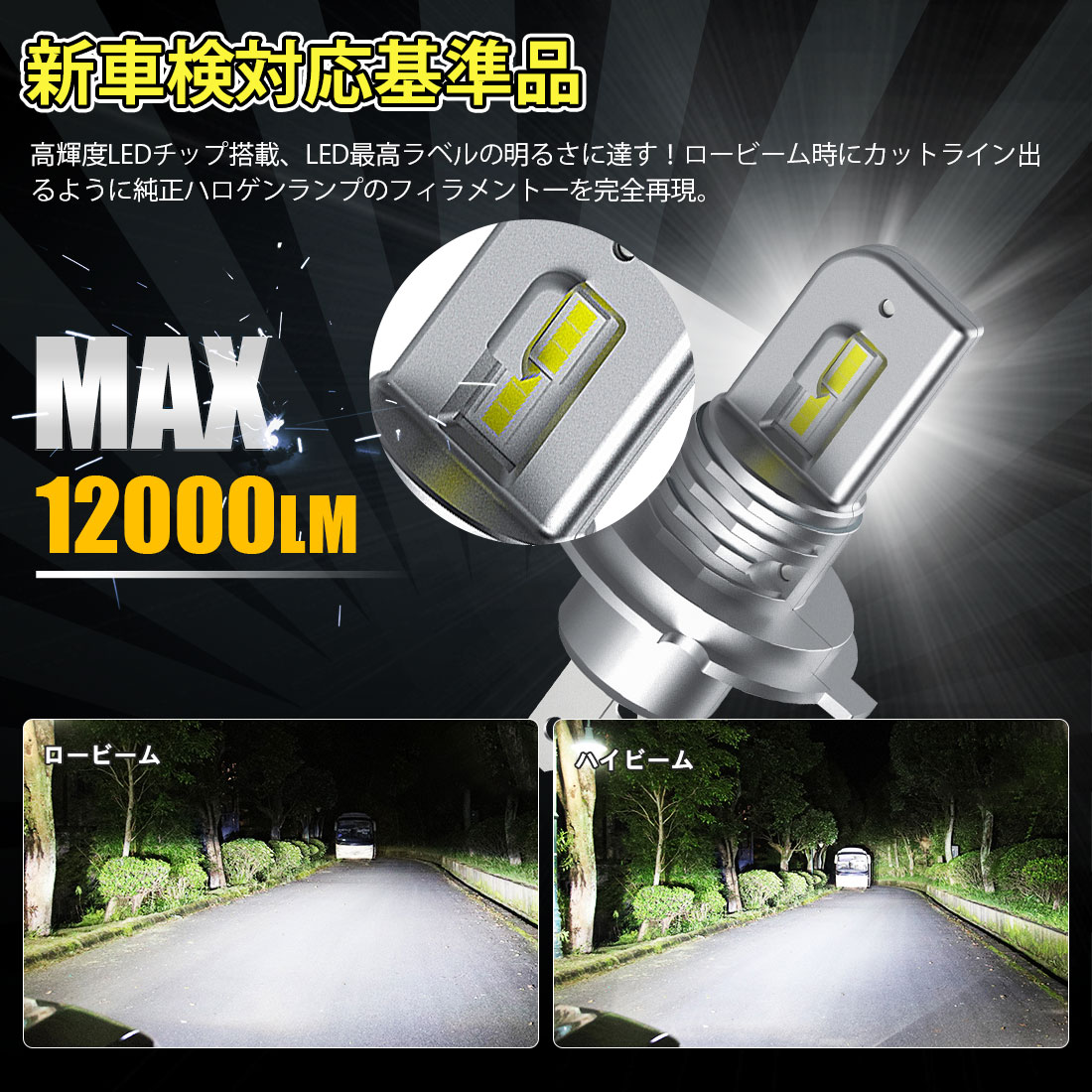 ウィッシュ 20系 H4 LEDヘッドライト Hi/Lo 車検対応 12V 24V LED