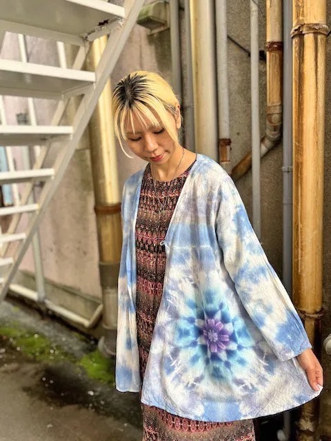 ROLLOVER×HIPPIES DYE☆ タイダイTシャツ ピンク×ブルー タイダイ