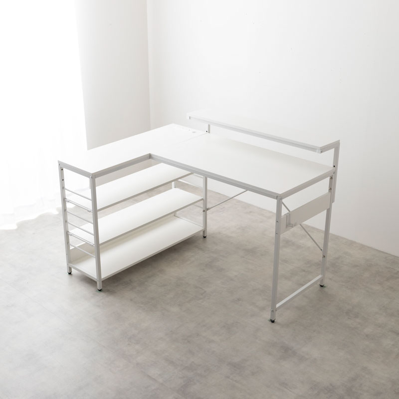 ルリアン　棚付き　ワークデスク　ホワイト　勉強机　収納　幅120 ルリアン 棚付き ワークデスク ホワイト 勉強机 収納 幅120