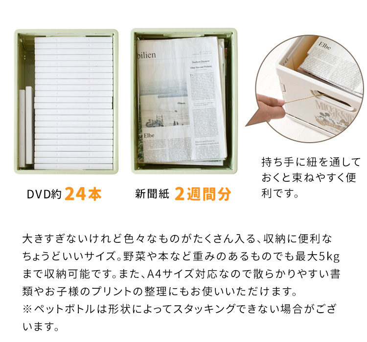 ディズニー スタッキングミニコンテナ 同色2個セット 収納ボックス 折りたたみ収納ケース バスケット ホワイト グリーン |  | 08