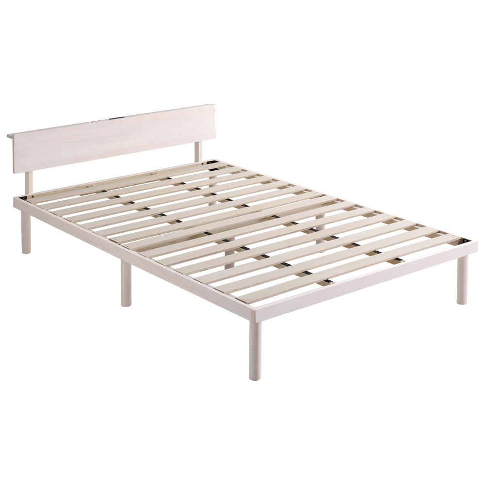 24時間限定クーポン配布中 すのこベッド (ダブル)ホワイトウォッシュ色