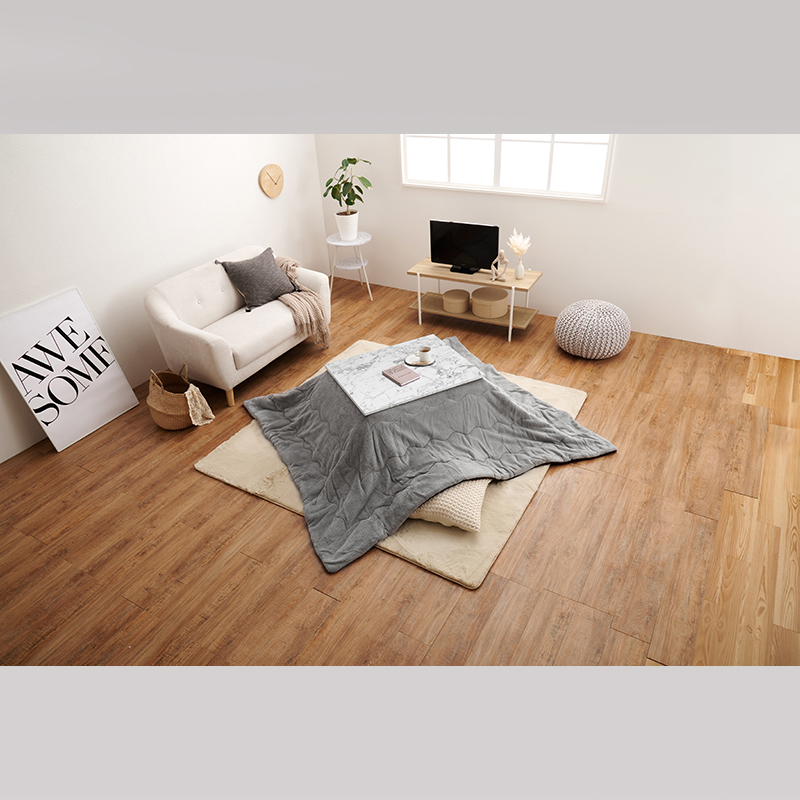 こたつテーブル+こたつ布団 2点 セット 幅75×60cm ネイビー色 大理石柄 ホワイト 耐水 メラミンシート コンパクト アウラ-ピケの画像