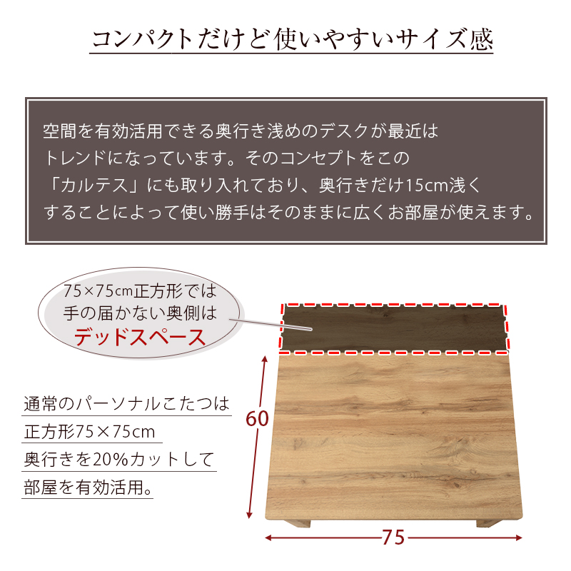 こたつテーブル+こたつ布団 2点セット 75×60cm イエロー色 ふとん 保温機能シート付 無垢材調シート張り ナチュラル天板 カート-ピケの画像