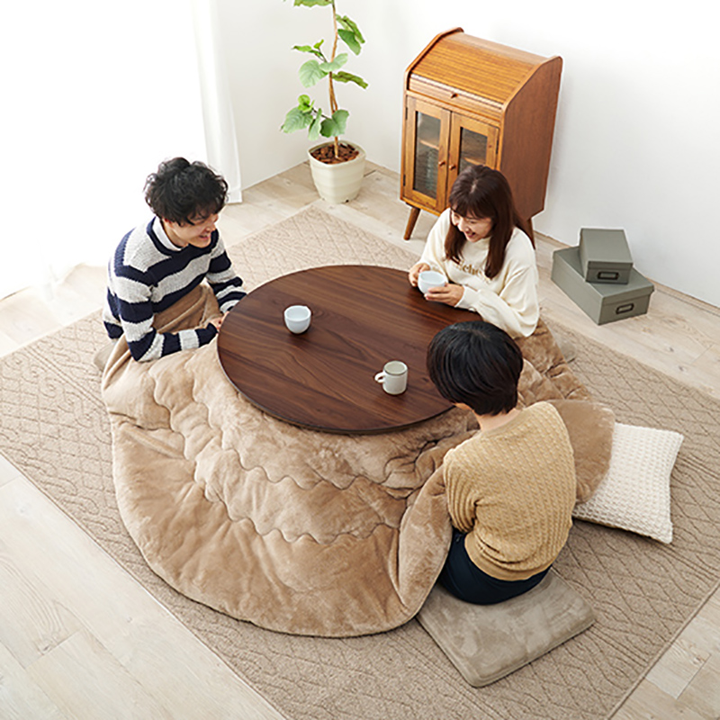 こたつテーブル ローテーブル 幅85×奥行85×高さ36cm ブラウン ナチュラル 全2色 天板仕様 円卓ちゃぶ台 Easeの画像