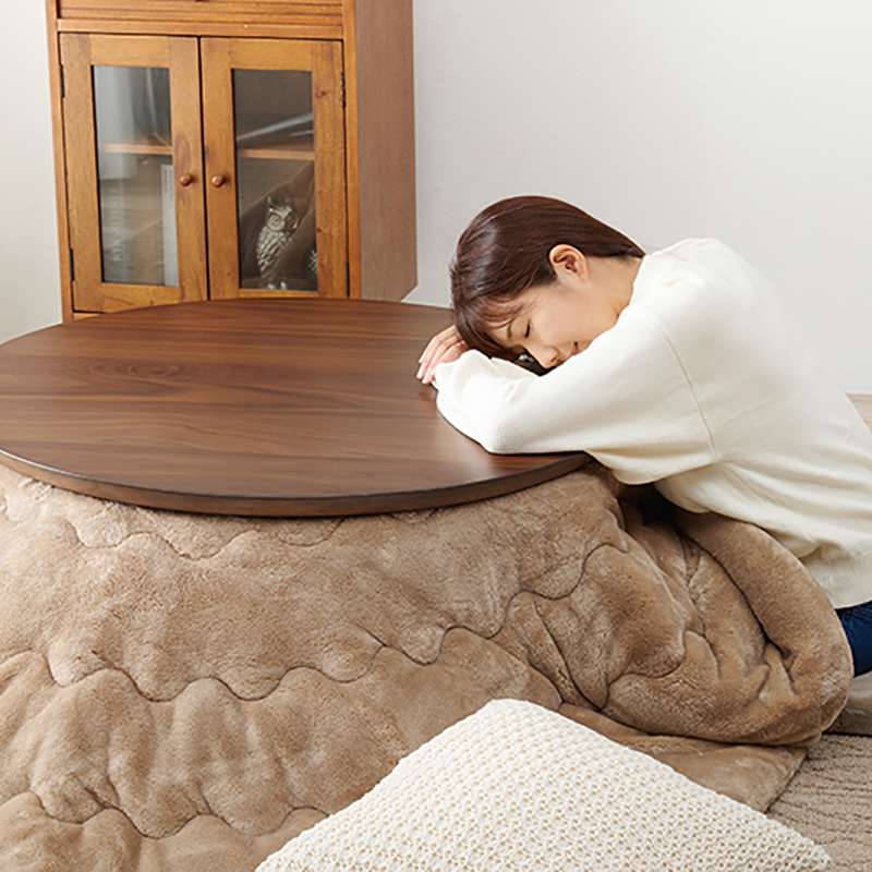 こたつテーブル ローテーブル 幅85×奥行85×高さ36cm ブラウン ナチュラル 全2色 天板仕様 円卓ちゃぶ台 Easeの画像