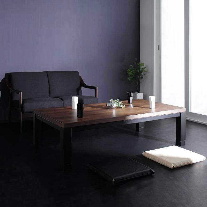 こたつテーブル 120×80cm 長方形 ウォールナットブラウン色×ブラック脚 バイカラー 継脚 高さ4段階 1台4役座卓から ソファまで JRE｜table-mart｜02