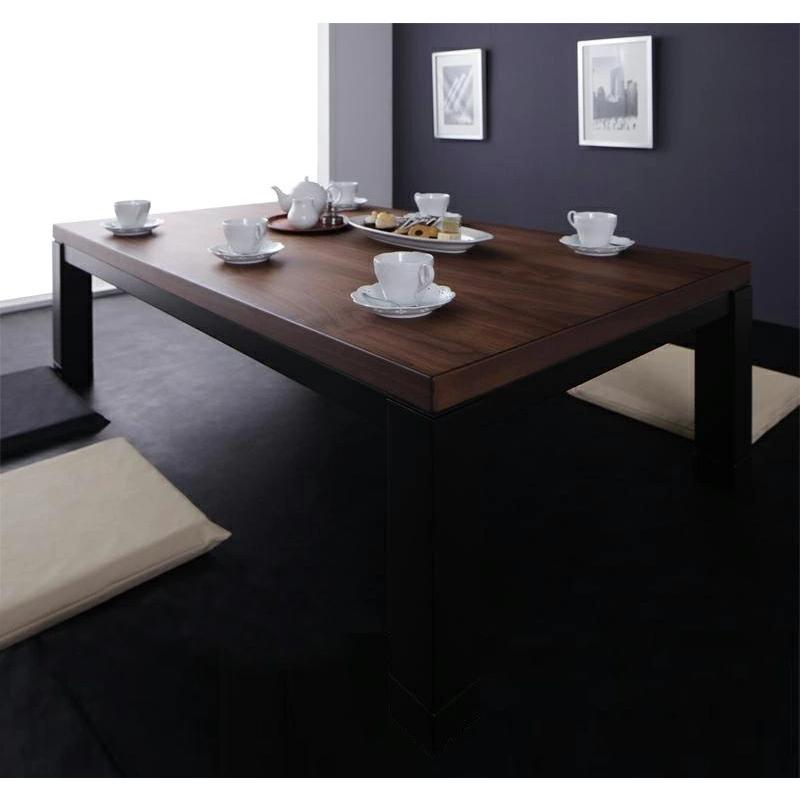 こたつテーブル 120×80cm 長方形 ウォールナットブラウン色×ブラック脚 バイカラー 継脚 高さ4段階 1台4役座卓から ソファまで JRE｜table-mart｜03