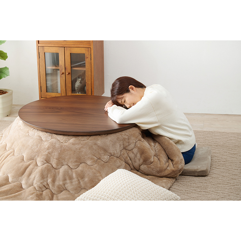 こたつテーブル 幅85×奥行85cm 円形 丸形 ナチュラル 天然木 オーク材 ちいさめ おしゃれな脚 センターテーブル KROISの画像