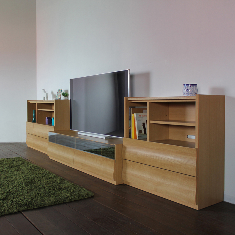 リビングチェスト  本棚テレビ台 ハイタイプ 幅115cm ナチュラル オーク柄 波型デザイン 国産 日本製 硬質紙 北欧モダン OC |  | 11