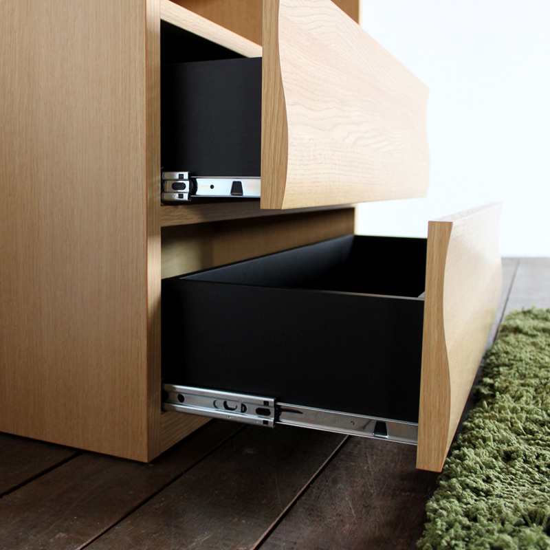 リビングチェスト  本棚 テレビ台 ハイタイプ 幅80cm ナチュラル オーク柄 波型デザイン 国産 日本製 硬質紙 北欧モダン OC |  | 07