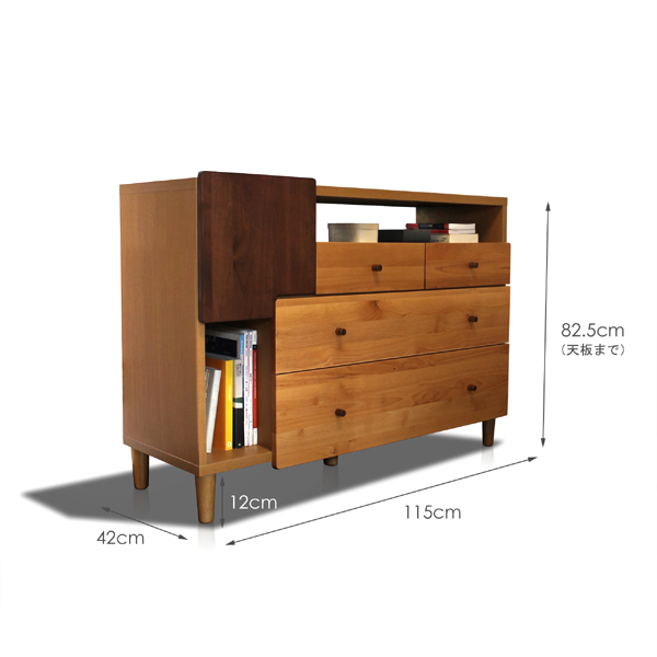 チェスト 115cm リビング収納 テレビボード ナチュラル ブラウン 国産 日本製 無垢材 硬質シート OR- |  | 04