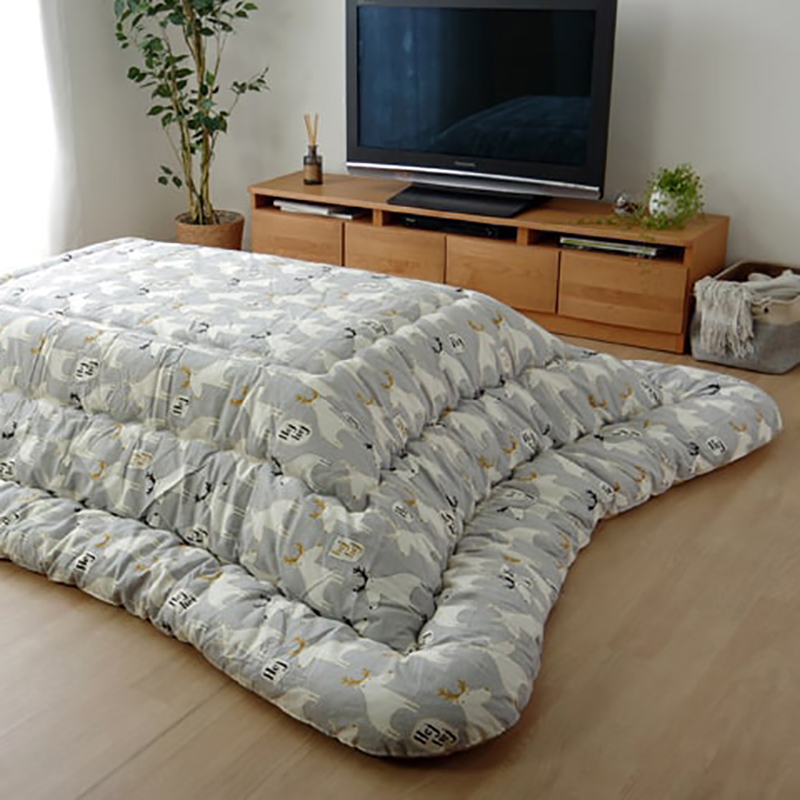 こたつ布団 長方形 掛け布団 日本製北欧ファブリック柄 グレー トナカイ柄 全6色 150cmコタツ用 OXC_11