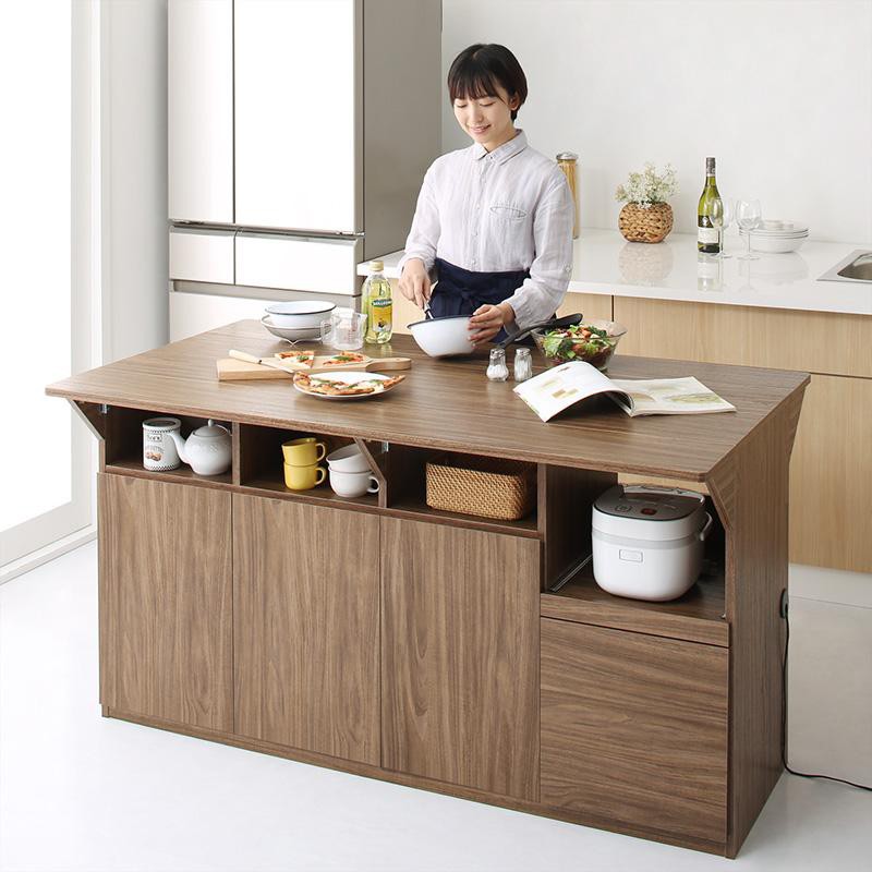 ワイド キッチンカウンター 幅 150cm オークナチュラル ウォールナットブラウン Qiu 500047838 Tablemart 通販 Yahoo ショッピング