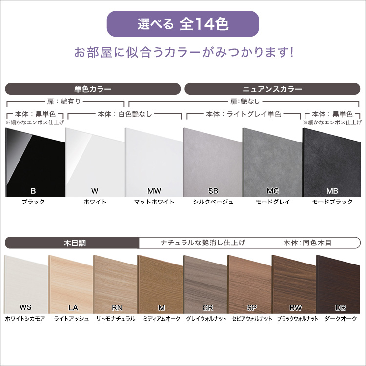 カウンター下収納 扉タイプ セミオーダー 日本製 開梱設置つき 全14色 ぴったりくん キャビネット 幅120cm×奥行30cmの画像