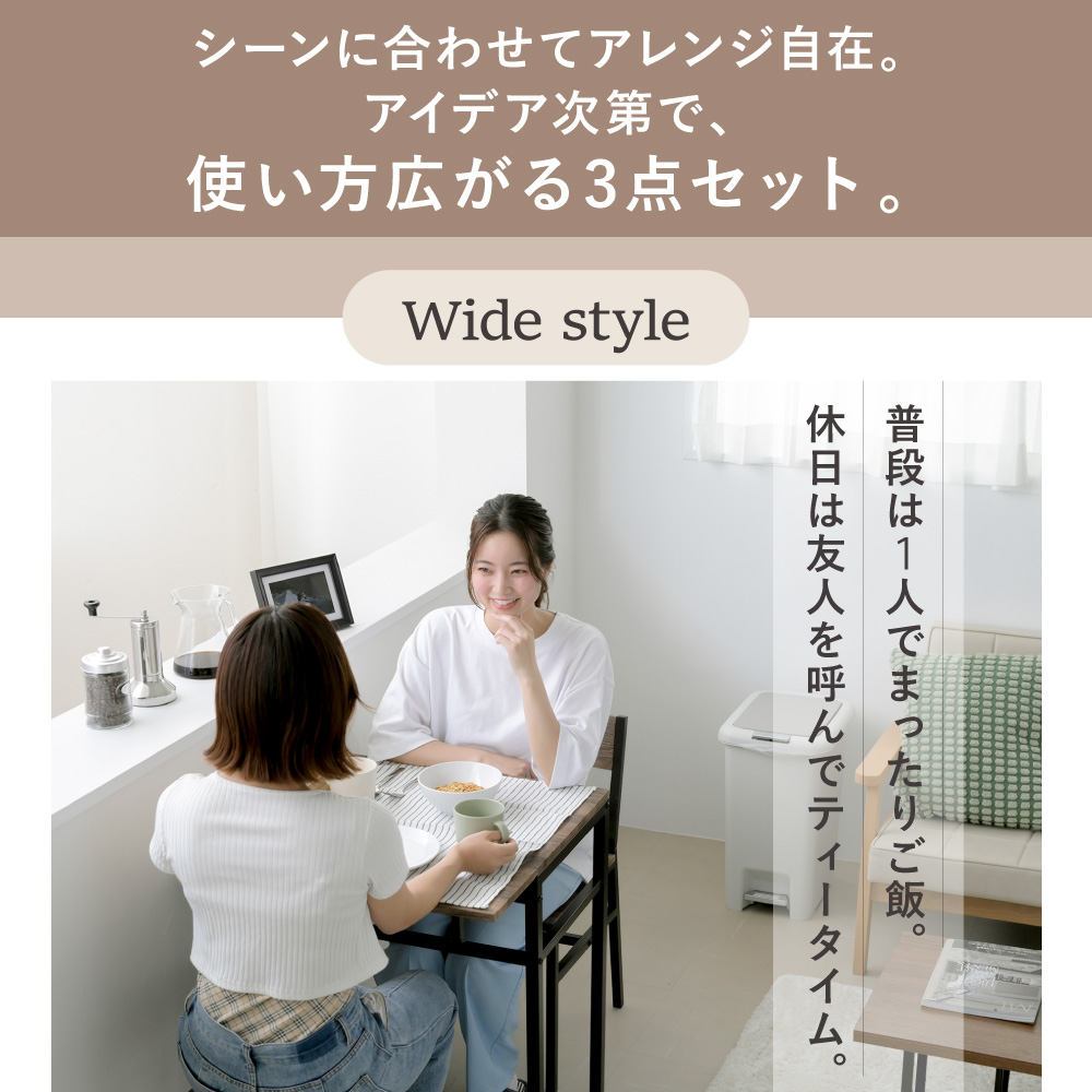 ダイニング3点セット 2人 折りたたみ 椅子2脚付き バタフライテーブル