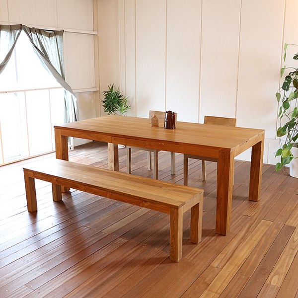 ダイニングテーブル 幅200cm オールドチーク 天然木 無垢材 アジアン 