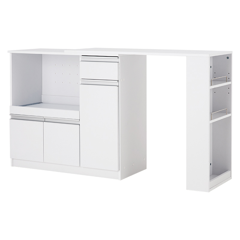 伸縮テーブル キッチンカウンターホワイト 幅104〜178cm ゴミ箱上収納