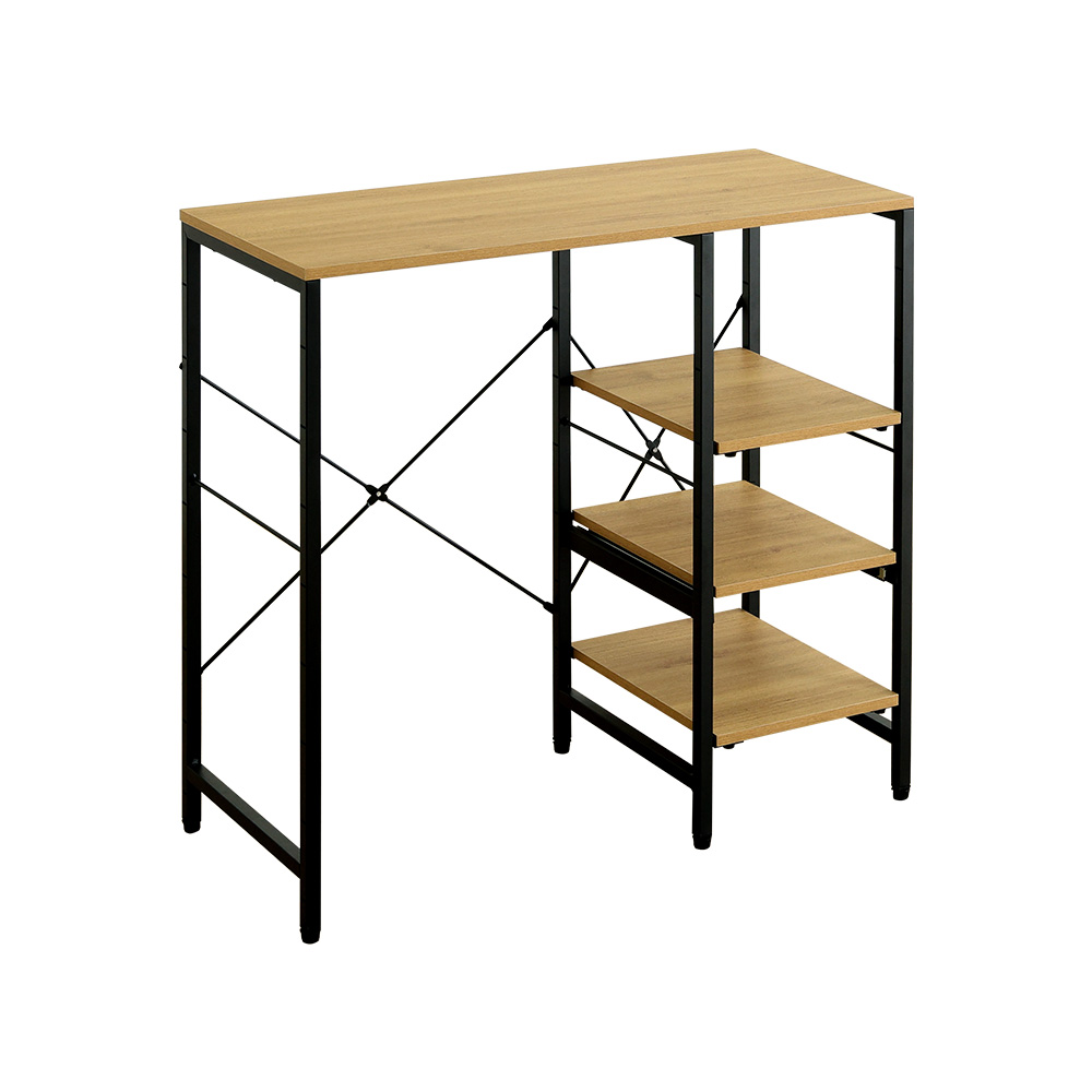 ごみ箱上ラック スライド棚付き 90cm レンジ台 キッチンラック ゴミ箱上収納 可動棚 収納ラック 引き出し棚 スリム カウンター ヴィンテージ 木目 電子レンジ台の画像