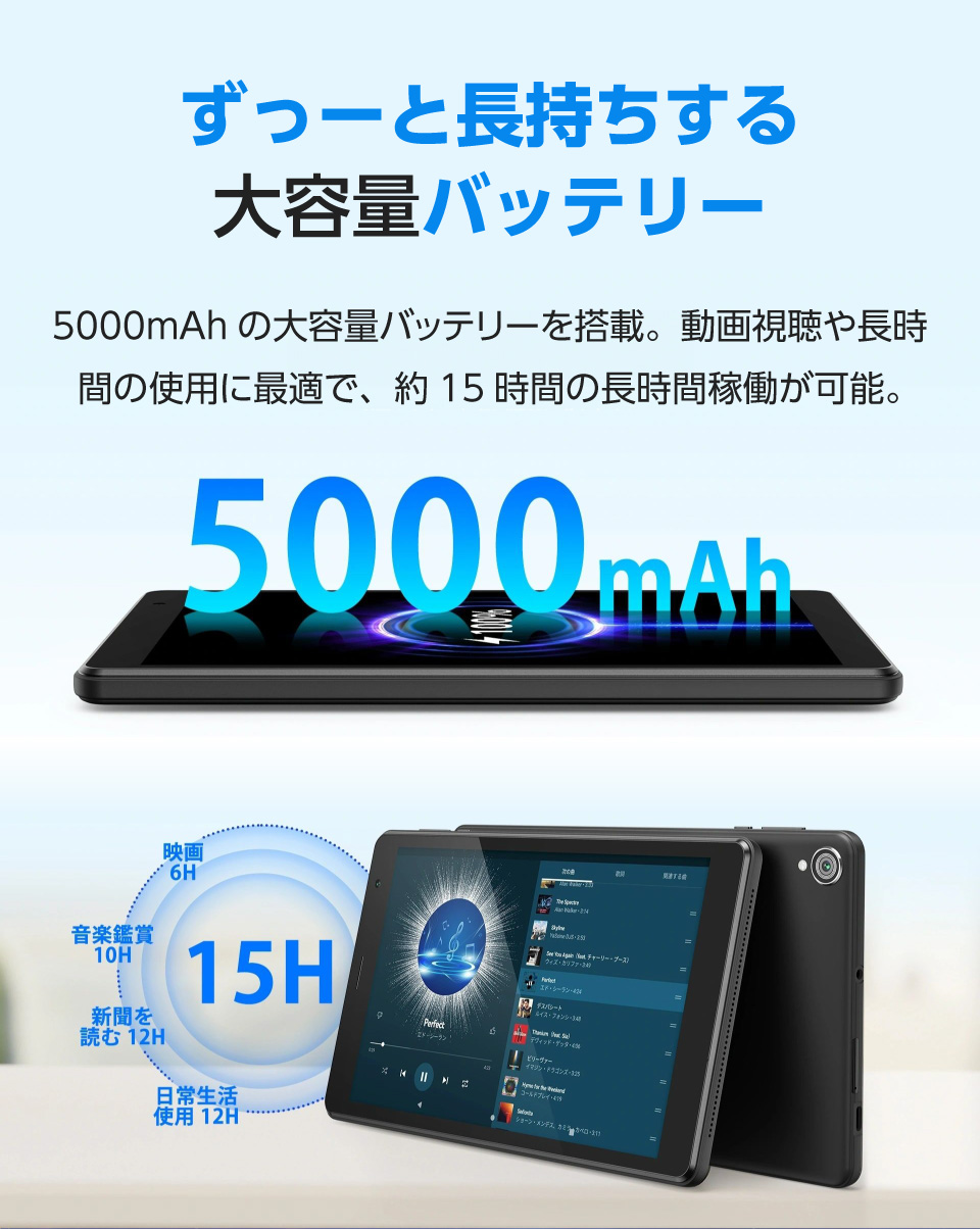 8インチ・軽量モデル】タブレット Android16 Go Edition 12GB(3+仮想