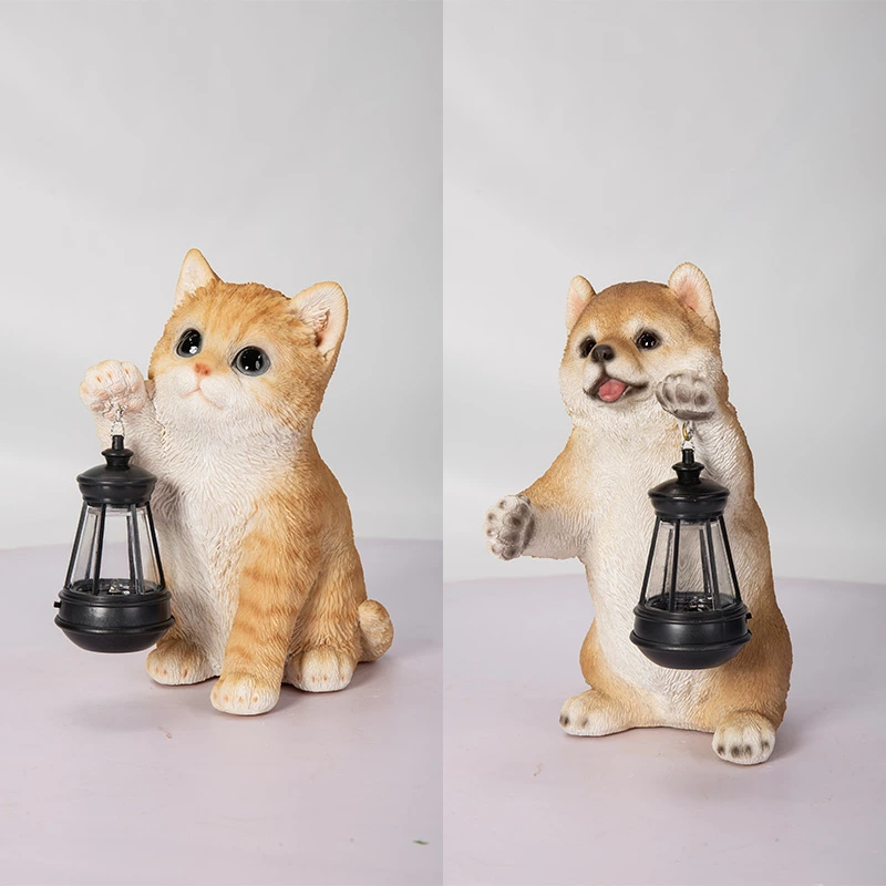 ソーラーライト 犬 猫 オブジェ オーナメント ガーデンオーナメント