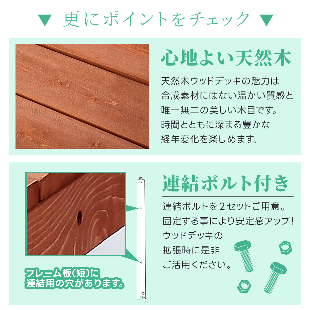 ウッドデッキ ウッドステップ 2点セット 幅120cm 天然木 簡単組立 縁台 庭 ベランダ DIY おしゃれ 段差解消 玄関 倉出し_10