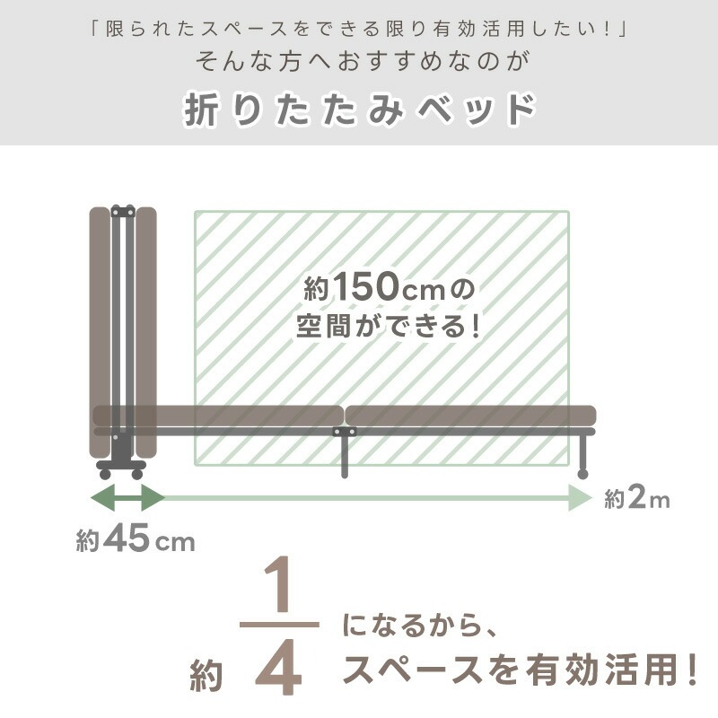 折りたたみベッド 完成品 組立不要 6段階リクライニング 低反発