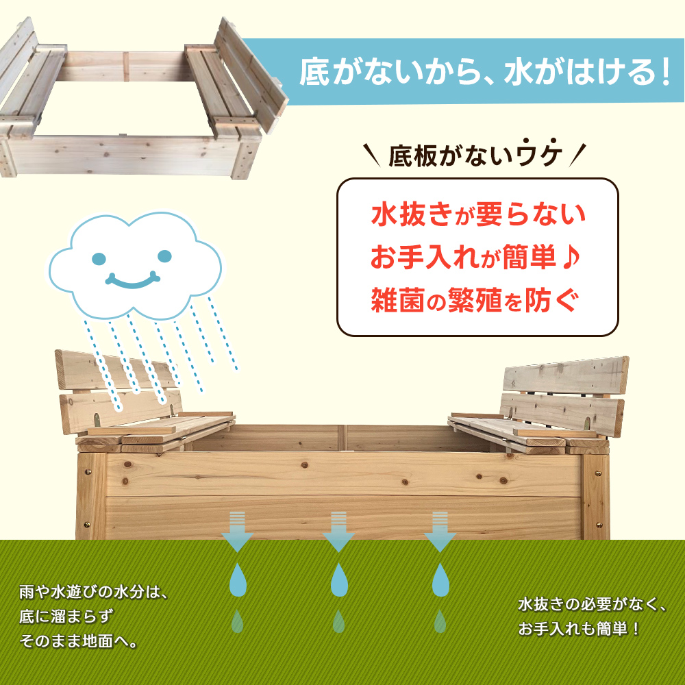 木製砂場 庭 蓋付き 小サイズ diy 天然木 お庭で遊べる 子供 す
