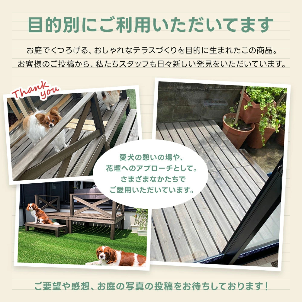 ウッドデッキ 単品 90×90cm 天然木 0.25坪 パーツ DIY ホワイト