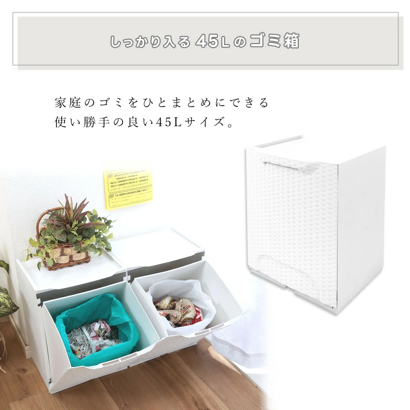 ArtPlast ゴミ箱 45L ラタン調 スタッキング ダストボックス キッチン