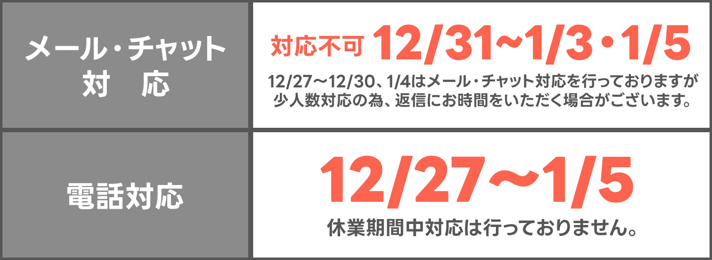 年末年始休業のご案内 - タックオンライン ヤフー店 - 通販 - Yahoo