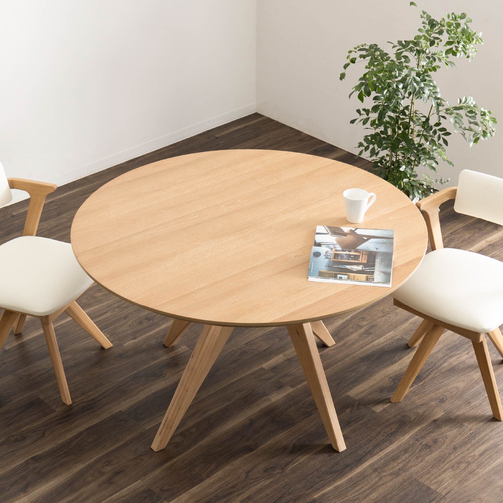 シギヤマ家具工業 丸テーブル ダイニング 白 高さ70cm 120 cm 丸
