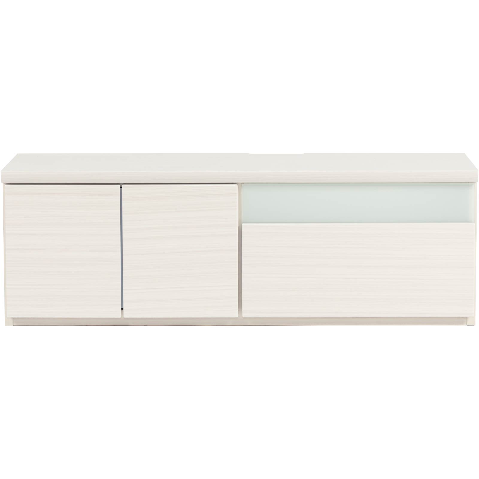 【超美品‼️】定価46,200円♪ エレコム 120cm幅ローボード テレビ台 リビング収納家具 ホワイトシルク加工強化ガラス 天然木製サイドパネル♪ SANKI CORPORATION（サンキコーポレーション） テレビ台 テレビボード