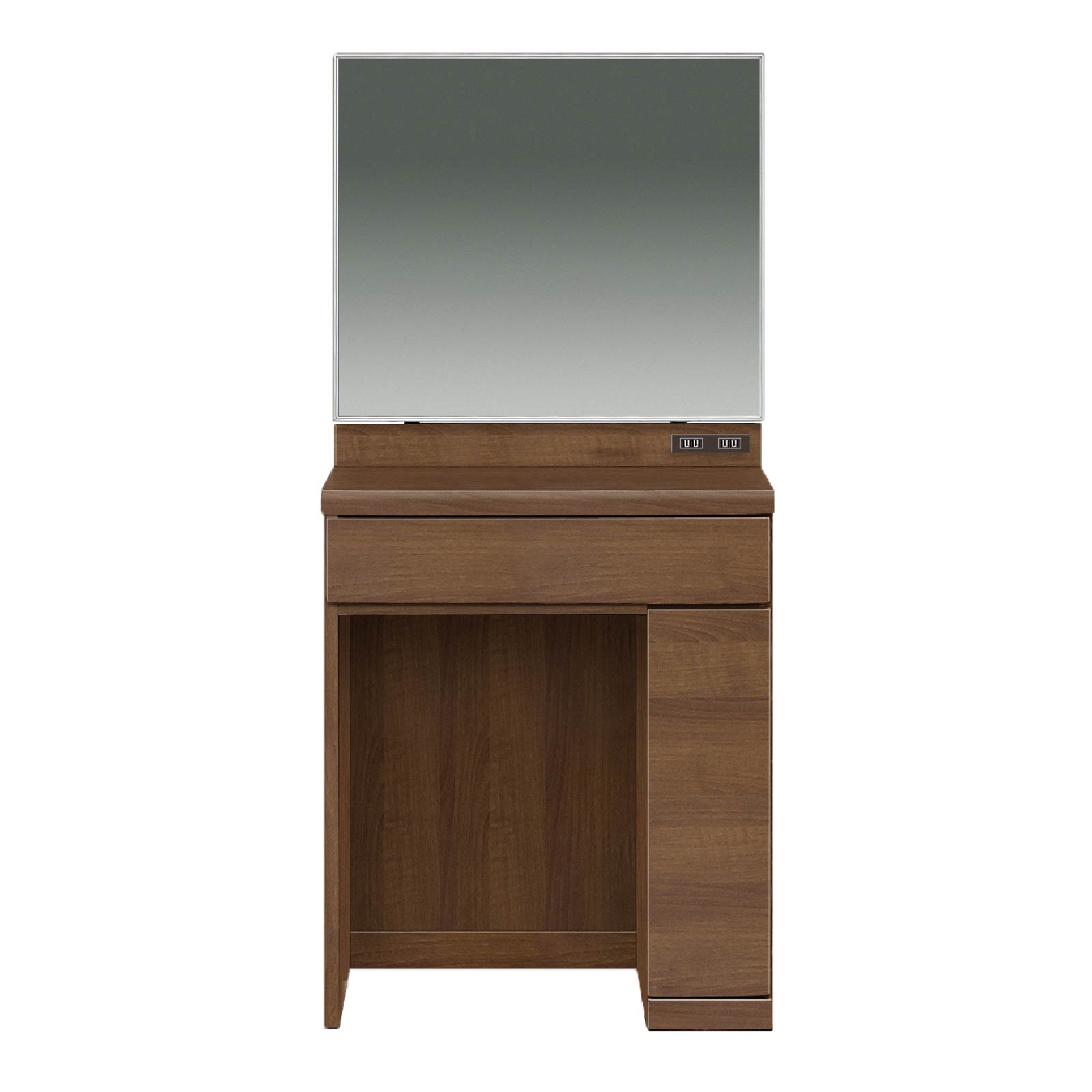 ドレッサー 一面鏡 単品 幅 60 cm 鏡 収納 2口 コンセント 化粧台 メイク台 コスメ台 コンパクト コスメ収納 60cm 幅 ベージュ ブラウン ホワイト 白 | SANKI CORPORATION | 02