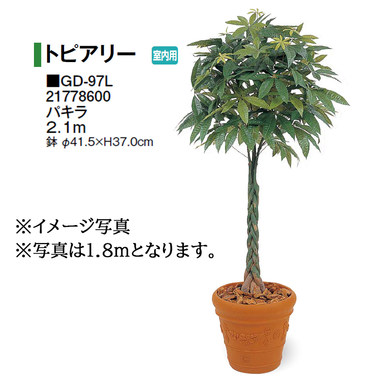 人工植栽』 タカショー グリーンデコ鉢付 パキラ 2.1m GD-97L-