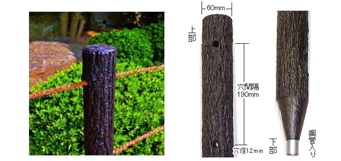 樹脂製杭 擬木くい150 径60mm×長さ150cm 5本組 万能杭 丸杭 プラ杭 擬木杭 3穴付 法人個人選択 サンポリ  :sanp0098:ザ・タッキーYahoo!店 - 通販 - Yahoo!ショッピング