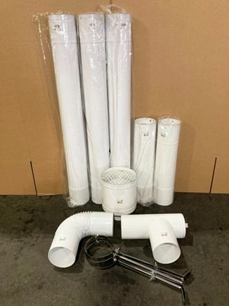 煙突10点セット) ホーロー煙突 106mmφ ブラック (直筒3本・半直筒2本