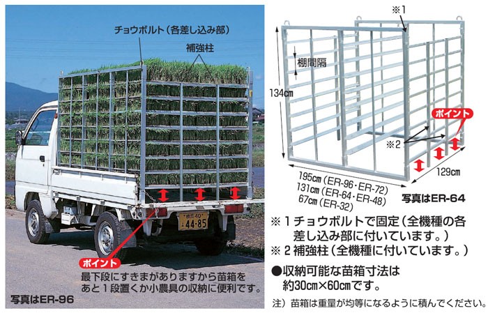 ハラックス ナエラック ER-32 育苗箱32枚用 アルミ製 育苗箱運搬器 棚 