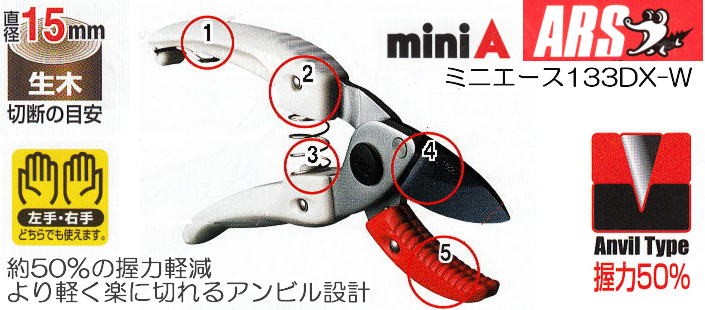 アルス (徳用10丁セット) ARS 剪定鋏 アンビルタイプ ミニエース