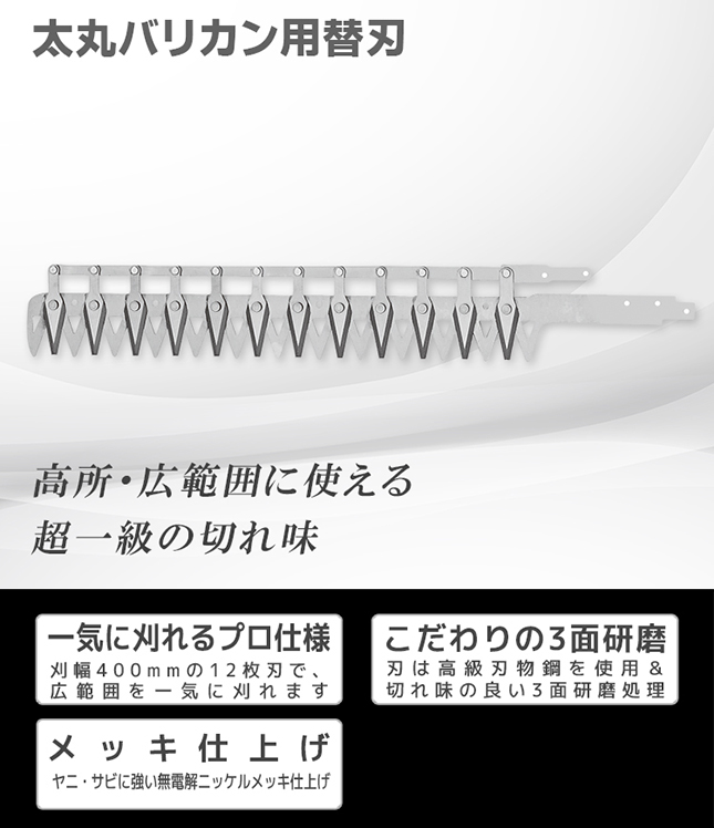 太丸バリカン用替刃 N-960-1 12枚刃 刈込幅400mm ニシガキの説明