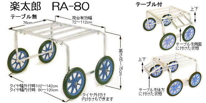 ハラックス 楽太郎 RA-80 (テーブル無・ノーパンクタイヤ TR-16N装備