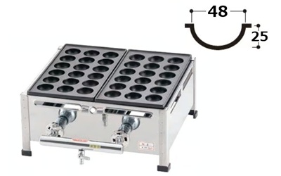 新品　業務用　たこ焼器　2連　大玉　18穴　プロパンガス　イベント　屋台⑴ 関西式 鉄板 たこ焼器 18穴大玉(ジャンボ)2枚掛 (2連 LPガス/都市ガス