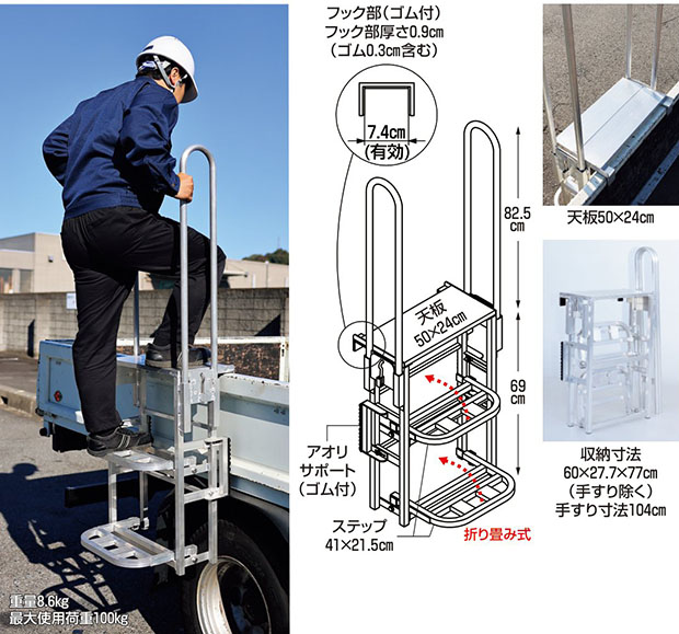 トラックステッパー TSW-7750T トラック昇降はしごアオリ引っ掛け