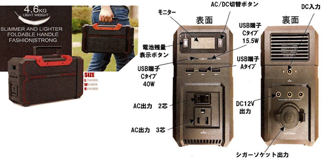 矢田電気 家庭用ポータブル蓄電池 YDP-444 120000mAh ポータブル電源の