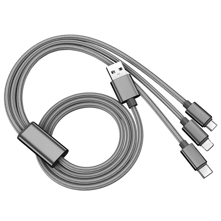 3in1 充電ケーブル iPhone USBケーブル USB Type-C Android 充電コード 急速充電 iPhone 15 ケーブル スマホ 3台同時充電 断線防止 耐久性 強化ナイロン編み |  | 02