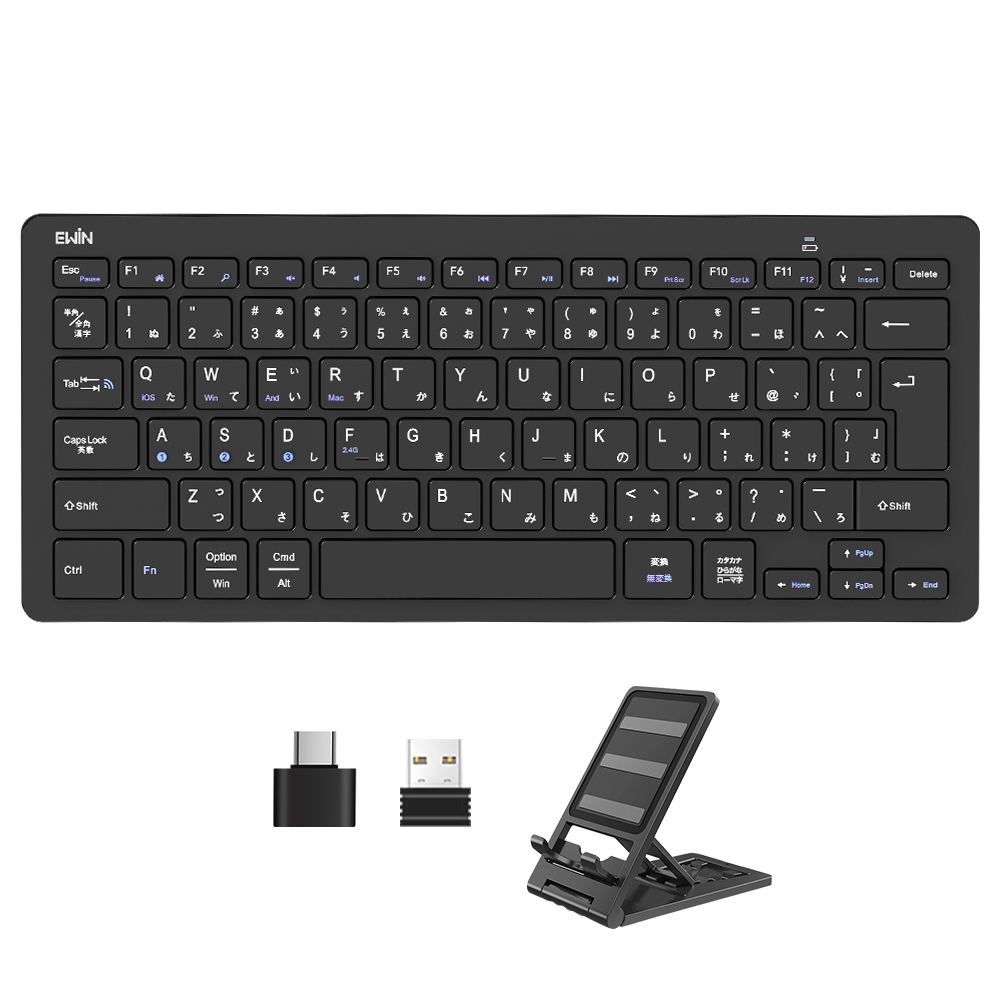 Bluetooth キーボード ワイヤレス キーボード 2.4GHz キーボード 日本語配列 Type-C変換アダプター付 無線 Windows Mac iOS Android対応 |  | 01
