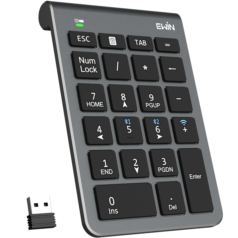 【3台同時接続】Bluetooth5.2+2.4GHz numlock非連動テンキー ワイヤレス テンキー 電卓 22キー 数字キーボード Bluetooth テンキーボード Bluetoothキーボード |  | 01