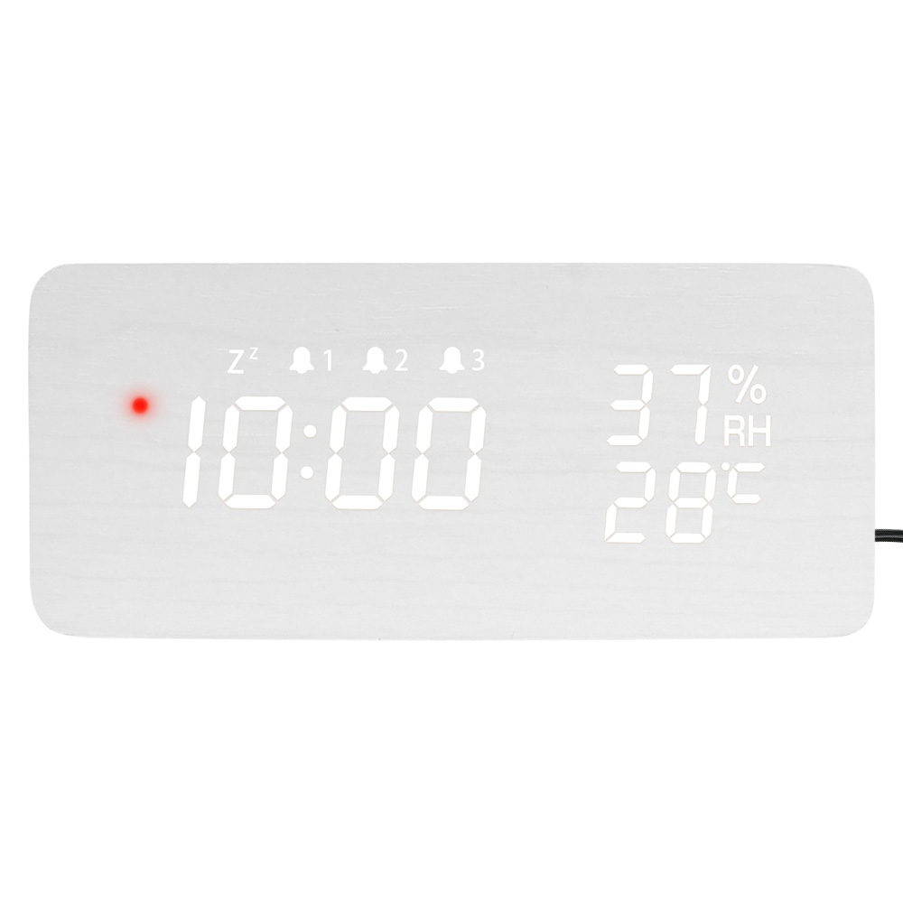 電波時計 デジタル 置き時計 湿度計 温度計 目覚まし時計 木目調 おしゃれ LED表示 クロック 大音量 カレンダー アラーム 木製 ウッド 卓上 音量調節 明るさ調節 |  | 04